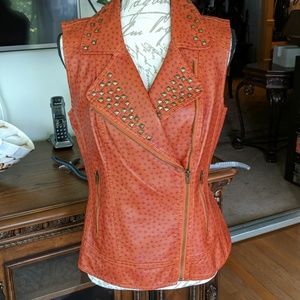 V Christina faux leather vest